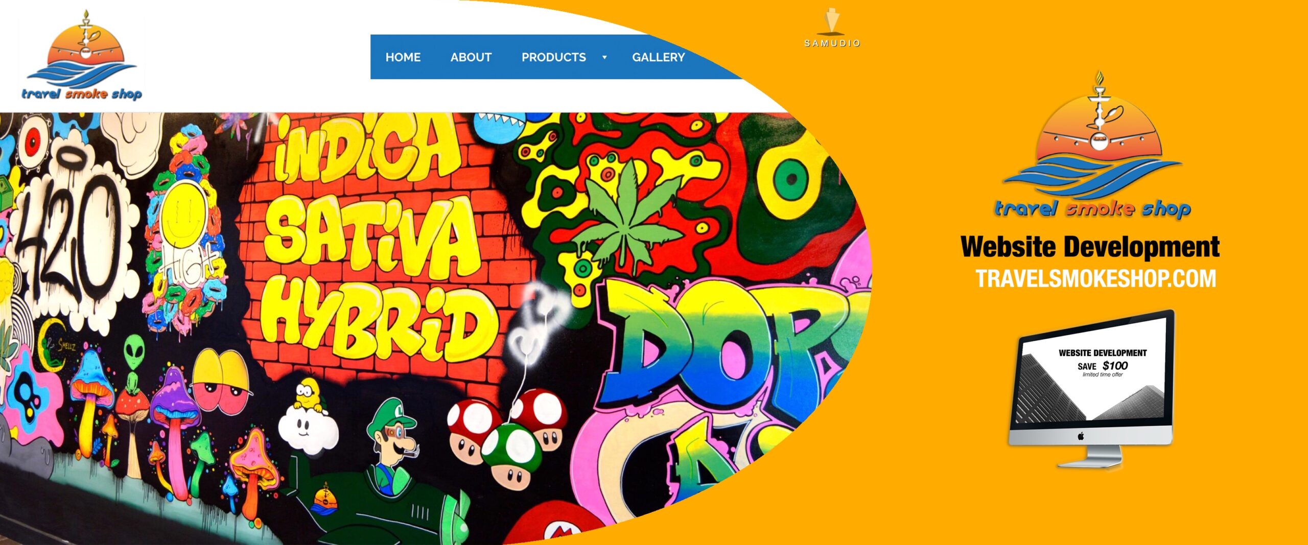 Website development project for Travel Smoke Shop showcasing a modern, responsive retail website designed to improve local SEO, attract customers, and help the smoke shop dominate its local market.