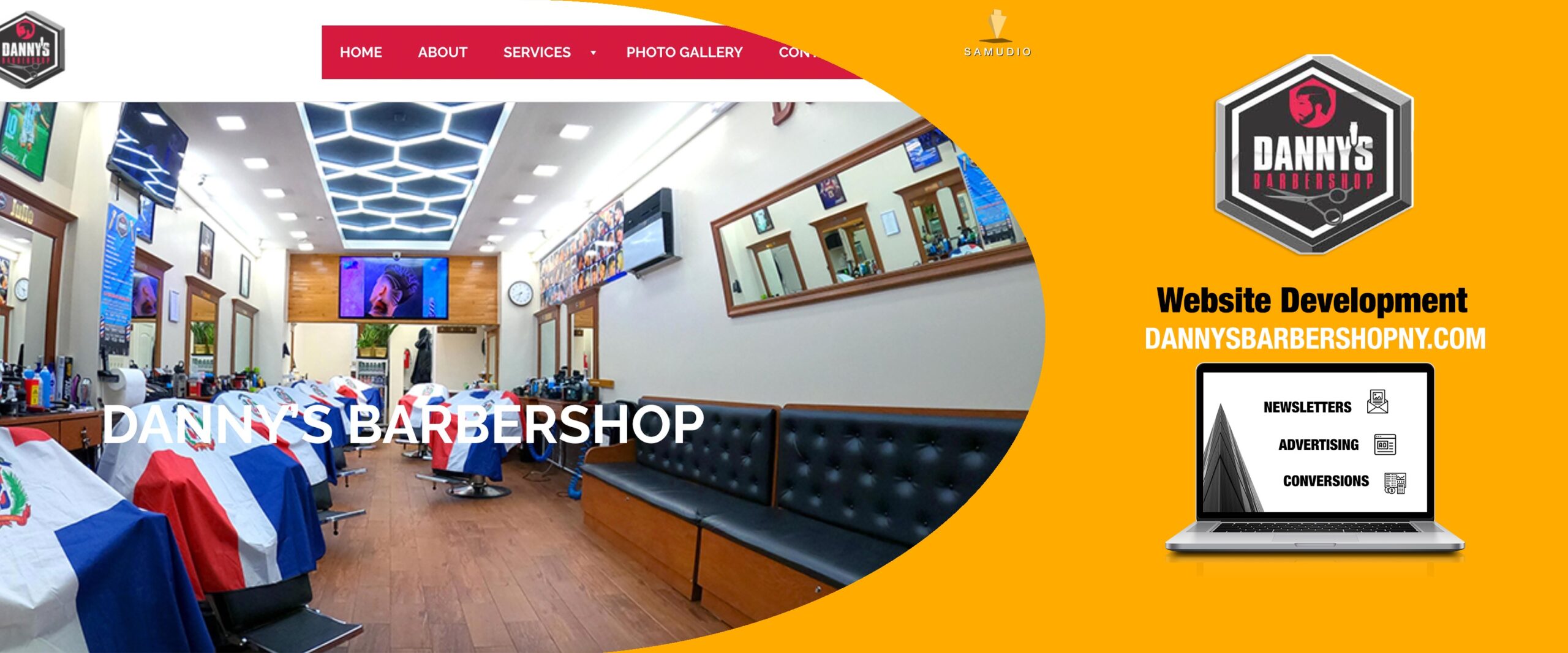 Website development project for Danny’s Barbershop showcasing a modern, mobile-friendly barber website designed to improve local SEO, attract new clients, and dominate the local market.