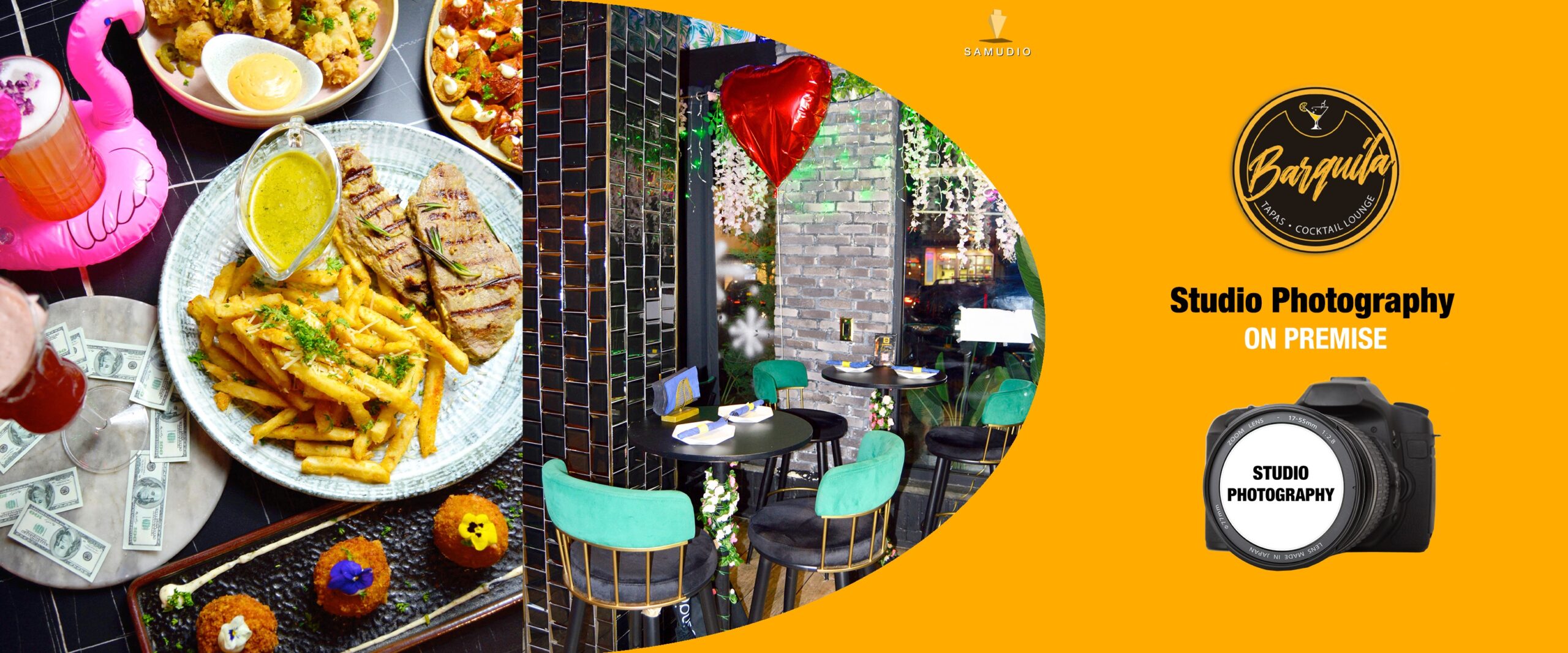 Studio photography for Barquila showcasing professional restaurant imagery and branding designed to attract customers, enhance local visibility, and help the business dominate its local market.