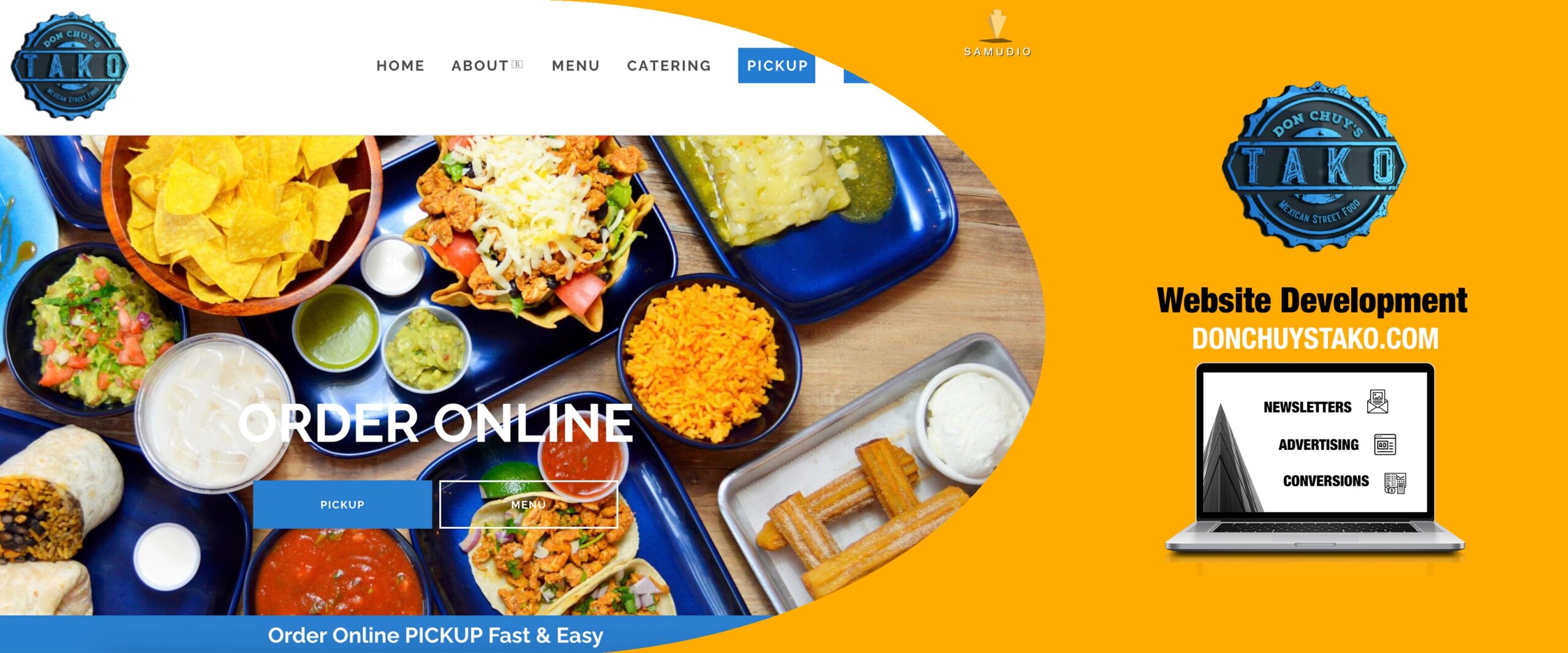 Website development project for Don Chuys Tako showcasing a modern, responsive restaurant website designed to improve local SEO, attract customers, and help the business dominate its local market.