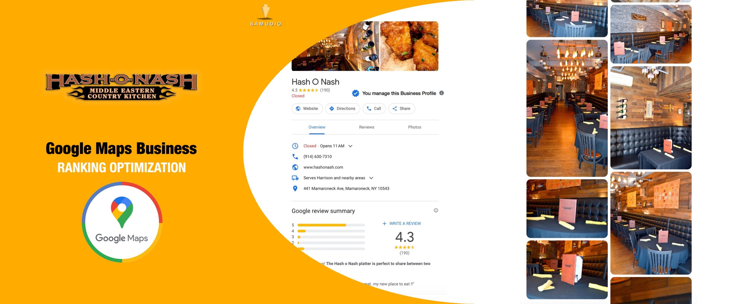 Google Maps Business Profile optimization for Hash O Nash showcasing improved local map visibility, increased customer engagement, and strategies to help the business dominate its local market.