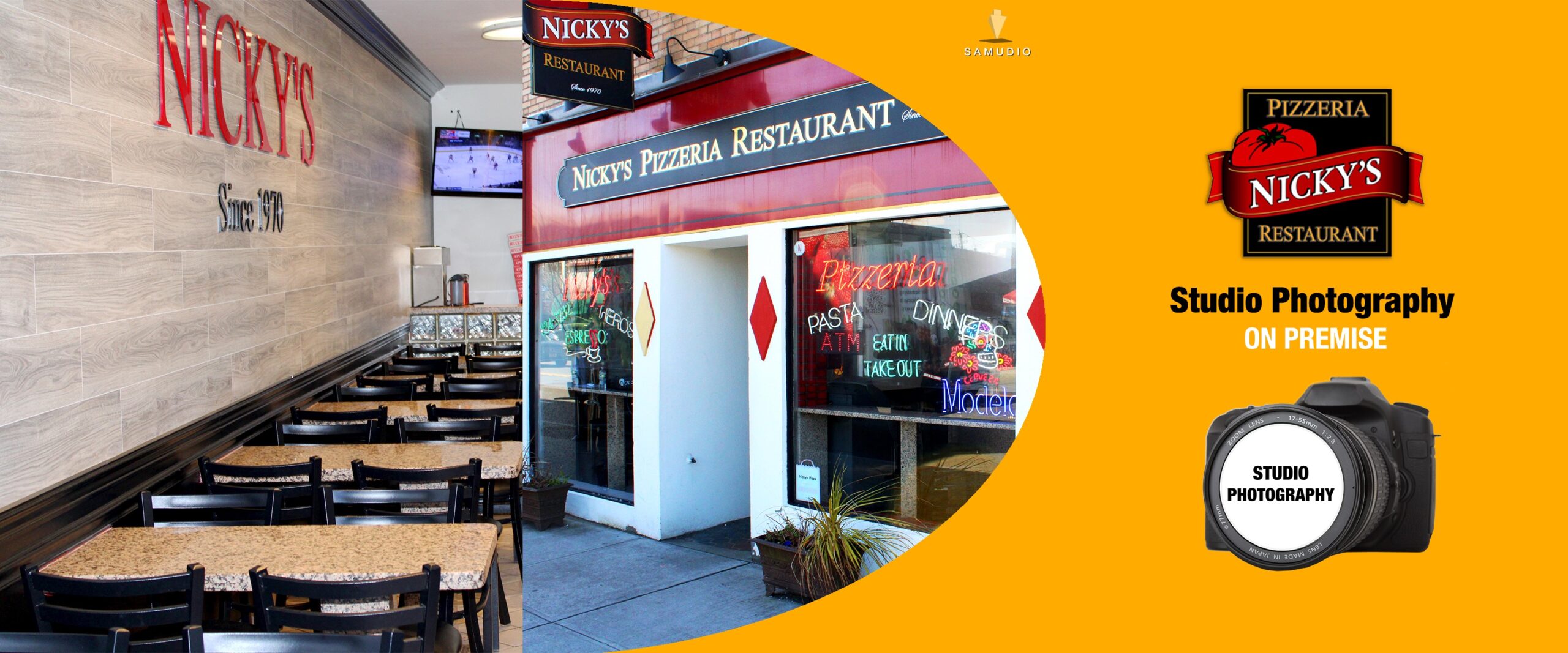 Studio photography for Nicky’s Pizzeria showcasing professional restaurant imagery and branding designed to attract customers, enhance local visibility, and help the pizzeria dominate its local market.