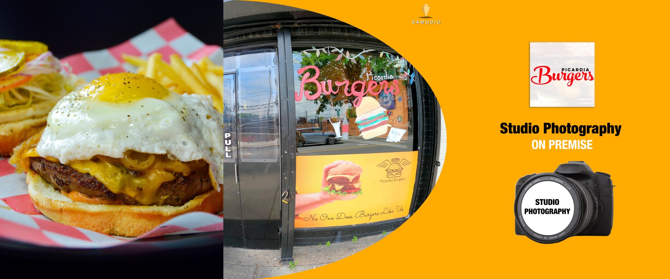 Studio photography for Picardia Burger by Samudio Studios, a marketing agency, showcasing professional restaurant imagery that delivers real results for clients and helps the business dominate its local market.