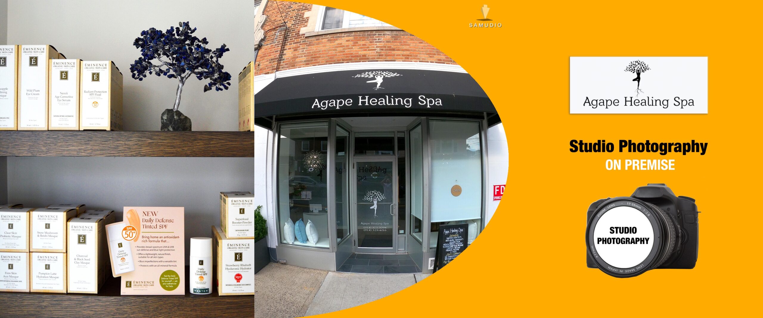 Studio photography for Agape Healing Spa by Samudio Studios, a marketing agency, showcasing professional spa imagery that delivers real results for clients and helps the business dominate its local market.