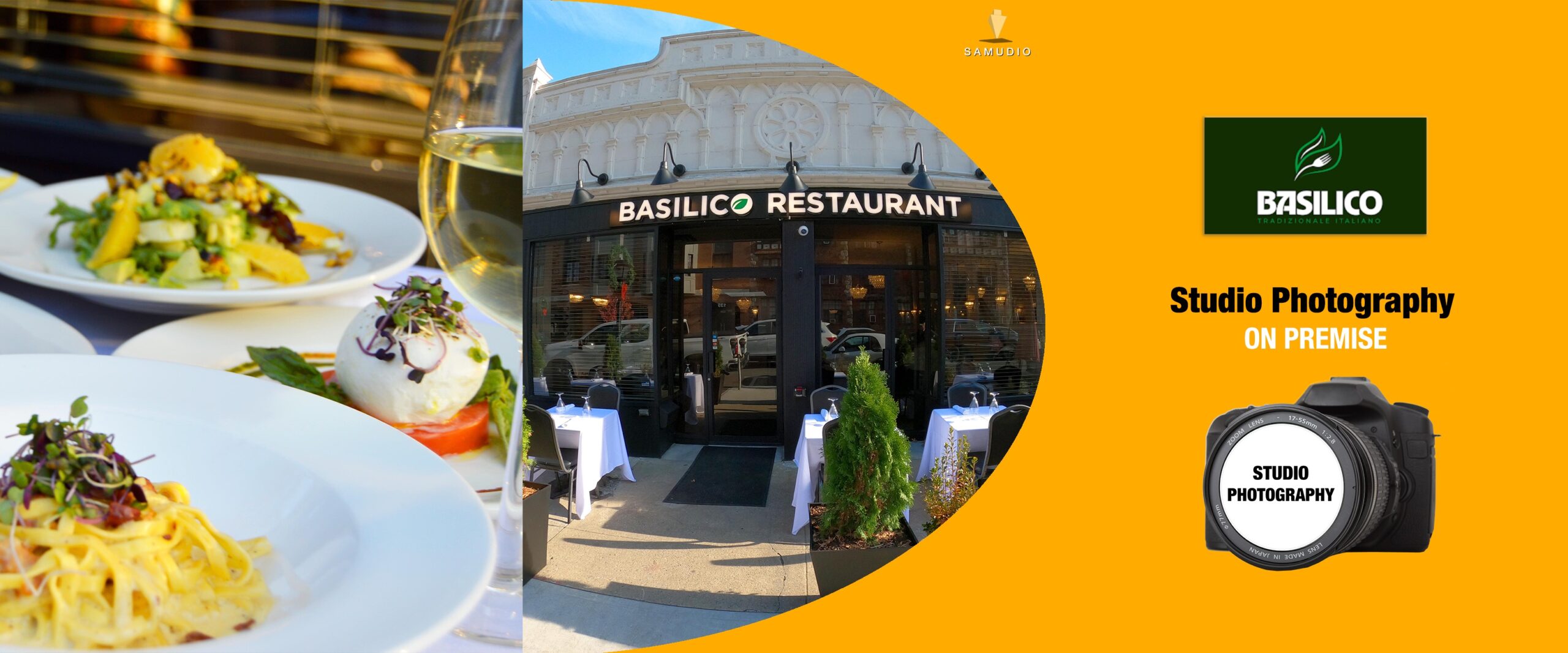 Studio photography for Basilico by Samudio Studios, a marketing agency, showcasing professional restaurant imagery that delivers real results for clients and helps the business dominate its local market.