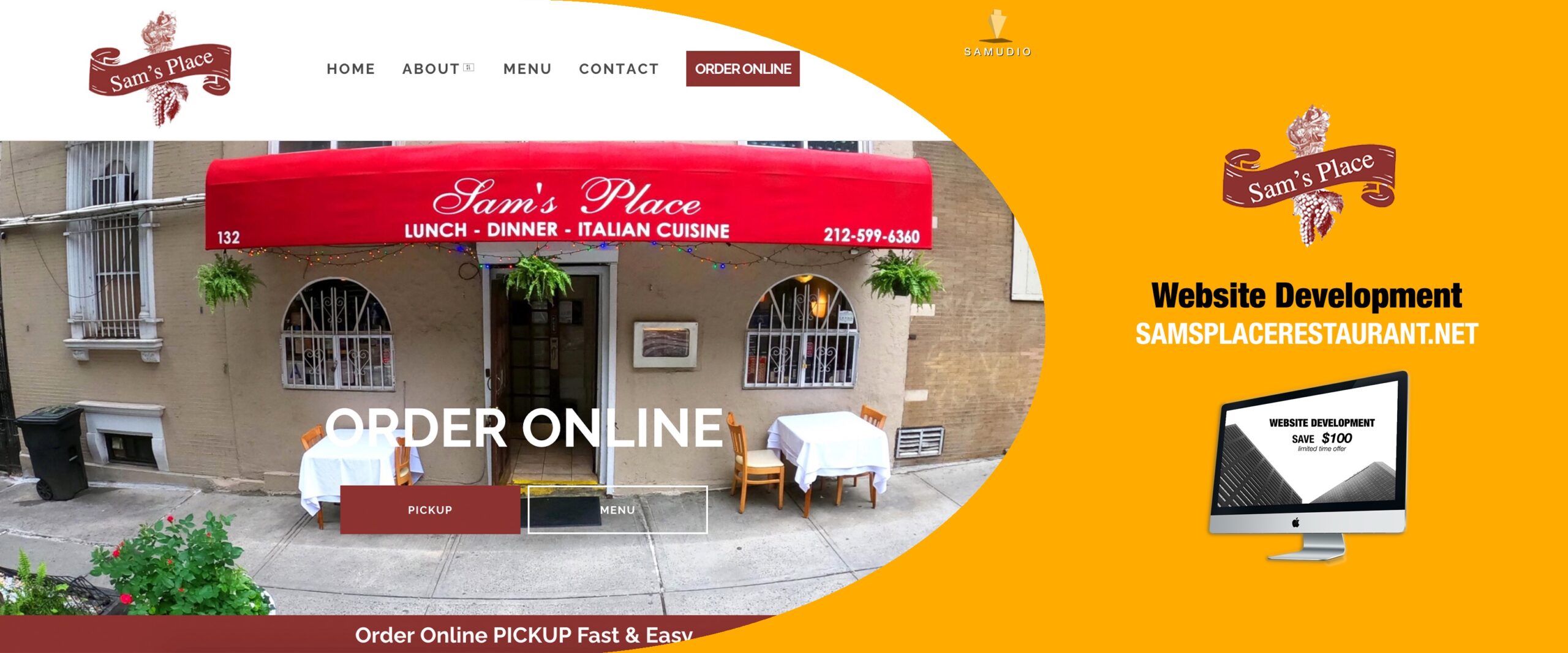 Website development for Sam’s Place by Samudio Studios, a marketing agency, showcasing a modern, responsive website that delivers real results for clients and helps the business dominate its local market.