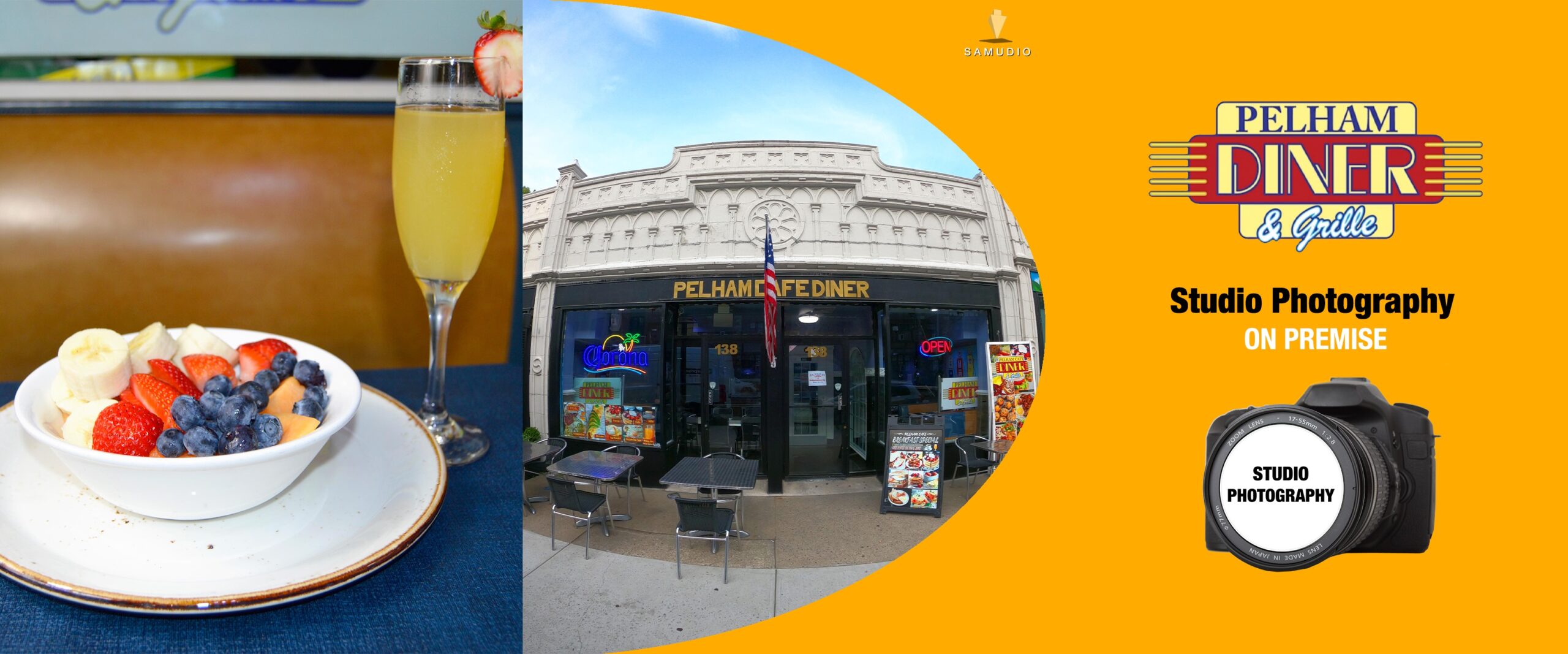 Studio photography for Pelham Diner & Grill by Samudio Studios, a marketing agency, showcasing professional restaurant imagery that delivers real results for clients and helps the business dominate its local market.